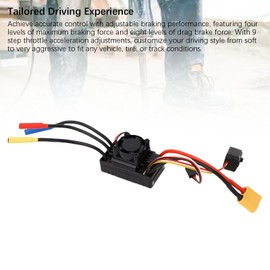Luocute Waterproofing Brushed 60A ESC Electronic Speed Controller, Brushless ESC Replacement for Buggy 1:10 On Road Off Road RC Electronic Speed Controller with Cooling Fan 60A