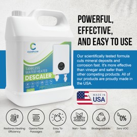 Clearflow Solutions Tankless Water Heater Descaler - Premium Descaler for Tankless Water Heater Systems, Restores Heating Efficiency, Nontoxic, Biodegradable, Made in USA! 32 Ounce (Quart)