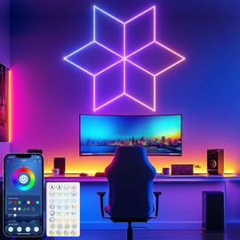 RGB Hexagon LED Garage Lights – Music Reactive Lighting with 358 Color Transitions,Applicable to Workshops, Man Caves, Game Rooms，Bars