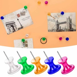 100 Pieces Giant Push Pins, 1 Inch Thumb Tacks Steel Point Map Plastic Head Push Pins Jumbo Marking Pins For Cork Boards Map Calendar Photo Home Office Craft Projects Multi Colors