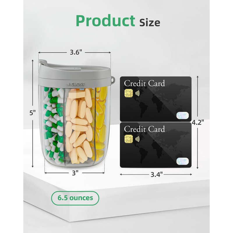 PULIV Large Supplement Organizer Bottle, Holds Plenty of 6 Various