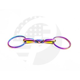 R G EQUESTRIAN TACK Rainbow Multi Color Horse Loose Ring Bit Snaffle Horse Bit with Oval Link Stainless Steel Available in 8 Sizes (4.75 inch)
