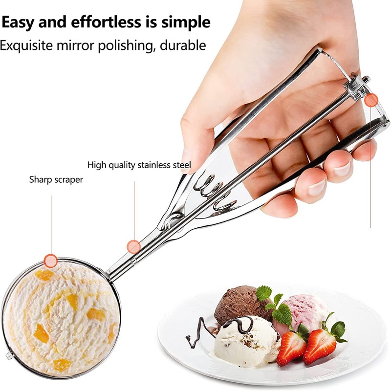 LCE Cream Scoop Set, Stainless Steel, 3 Pieces of Trigger