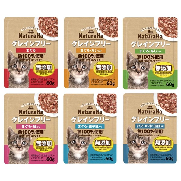 [Assortment] Marukan Cat Food, Naturaha, Grain-free Tuna (Thailand, Flattened Tongue, Mackerel, Bonito, White Fish, Salmon) 2 Bags Total 12 Bags (For Adult Cats)