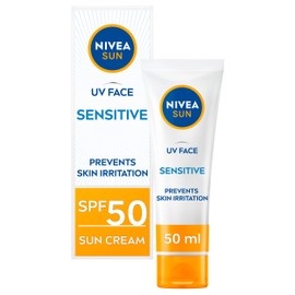 Nivea Sun NIVEA Sun UV Face Sensitive SPF 50 Cream (50ml), Sunscreen Protects Against UVA/UVB Rays and Premature Skin Ageing, Sun Cream for Sensitive Facial Skin