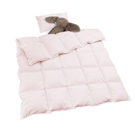 zzlamb Toddler Comforter Baby Down Blanket, Lightweight & Breathable Small Crib Quilt All Season Duvet Insert, Soft Noiseless Shell Down Proof Machine Washable, Cherry Pink 45x60in