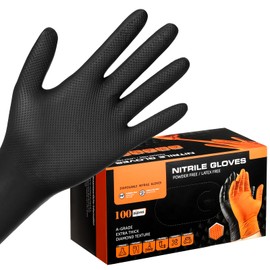 ENPOINT 100 PCS guantes de nitrilo negro de 8 mil de grosor, talla grande para mujeres y hombres, desechables resistentes a productos químicos, sin látex, guantes de trabajo negros para hombres de