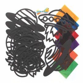 Baker Ross FE678 Solar System Stained Glass Kits - Pack of 6, Stained Glass Effect for Children to Decorate and Display, Ideal Kids Arts and Crafts Project