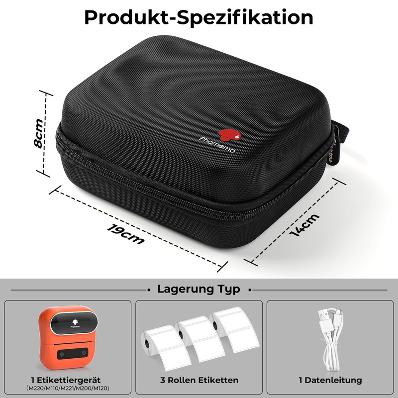 Phomemo M220 Label Printer Storage Box, Portable Bag Compatible M220