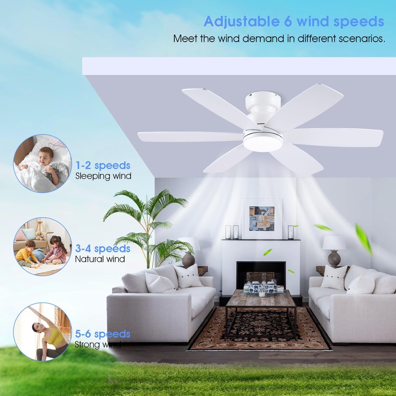 Kviflon 46 inch Ceiling Fans with Lights and Remote/APP Control,