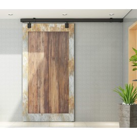 DIYHD 8FT Heavy Duty Steel Sliding Barn Door Hardware for Exterior Use,Wall Mount Kit,1 Piece 8FT Box Rail, Fit MAX Door Width 48in, MAX Load 300lbs (No Door)