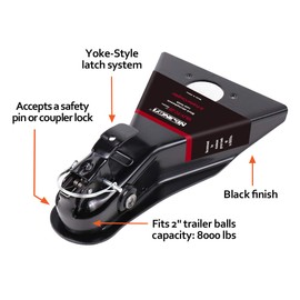 NBJINGYI 2" 8000lbs A-Frame Trailer Coupler Fits 2 in Hitch Ball Yoke-Style Class IV Black (2" 8000LBS)