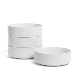 over&back Stackable Cereal Bowl Set - Stoneware Dishes - Comes with 4 Cereal Bowls - Easy-to-Stack Breakfast Place Settings - 6.2" x 6.2" x 2.2" - 25oz - Semi-Matte White