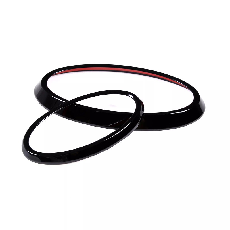 car-attention Gloss Black Front Rear Emblem Badge Logo Trim 2PCS
