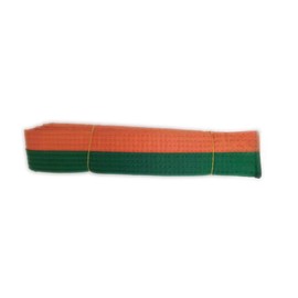 Pandiui23 Professional Taekwondo Karate Judo Belt Double Wrap Martial Arts Stripe Sports Belt (1, Orange Green, 7.5 Feet)