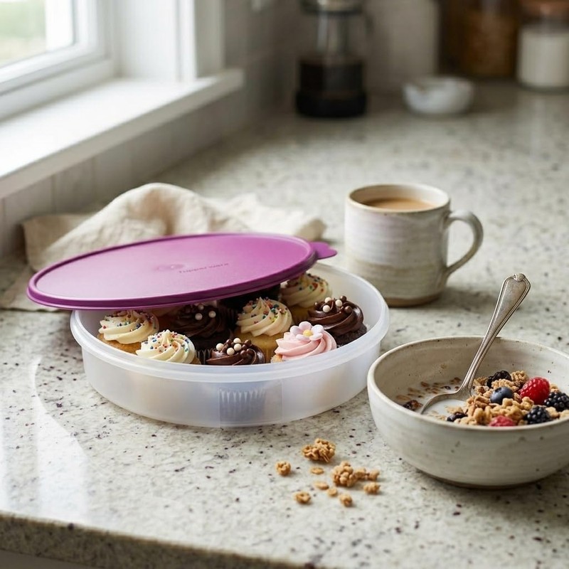 Tupperware 12" Round Container with Seal (Raddish)