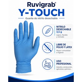 Ruvigrab - Disposable Blue Nitrile Work Gloves High Strength Gloves for Mechanics, Workshop, Industrial, Construction and Chemistry, Latex Free, Pack of 100, XL