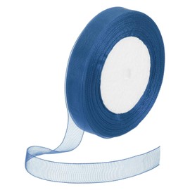 DMiotech 50 Yards Organza Ribbon 1/2 Inch Deep Blue Chiffon Ribbon Shimmer Sheer Gift Wrapping Ribbons for Flower Bouquets Wedding Birthday DIY Decoration