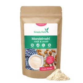 Simply Keto Mandelmehl entölt - Almond Flour - Weißes Lower Carb* Mehl aus Mandeln - Glutenfreies Mehl zum Backen - Reich an Proteinen - Geeignet für Lower Carb*, Paleo & Ketogene Ernährung - 500g