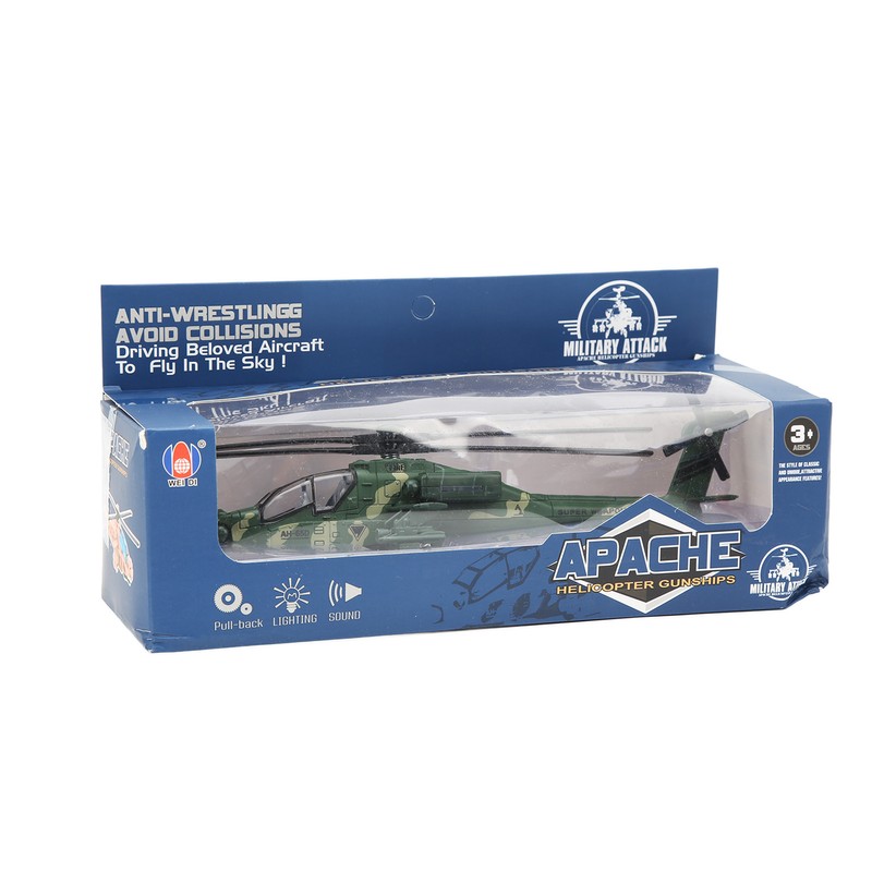 Alloy Copter Model Simulated Lifelike Diecast Pull Back Sound Light