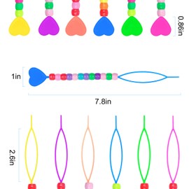 Hoyols Quick Beader for Loading Beads - Braid Stringer Ponytail Maker, Hair Styling Tools Kit for Kids Girls Colorful (6pcs Multi Color w/beads)