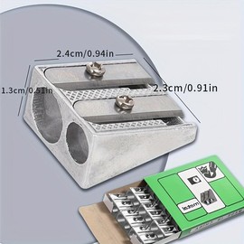 Durable Metal Pencil Sharpener, 4 Counts/set 1/2 Hole Handheld Wedge Design Pencil Sharpener, Writing Tools for School, Office, Art Projects - Color: Silver, Specification: Single Hole*4 Counts