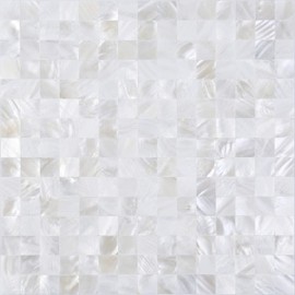 KASARO Peel and Stick Backsplash Shell Tiles, Mother of Pearl Self Adhesive Wall Tiles for Bathroom Bedroom Decor, White, 10-Sheet