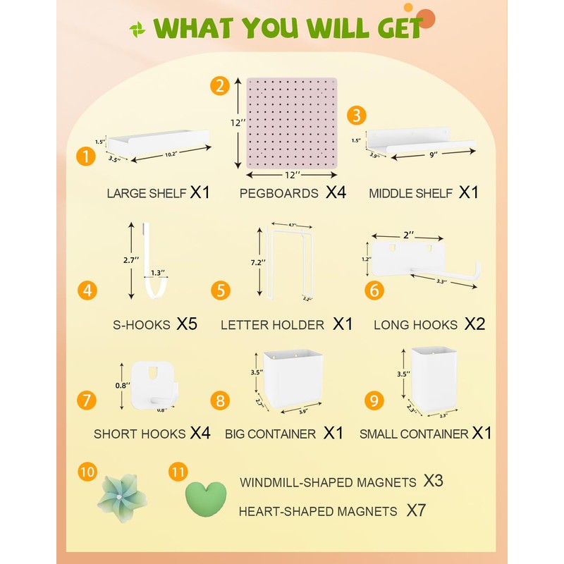 Soubeoii Metal Pegboard Combination Kit — 4 Carbon Steel Pegboards