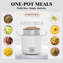 Rice Cooker Small 1-1.5 Cups Uncooked(3 Cups Cooked), Mini Rice Cooker with Removable Nonstick Pot, One Touch&Keep Warm Function, Travel Rice Cooker for Soup Grain Oatmeal Veggie, White