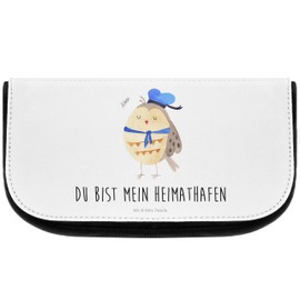 Mr. & Mrs. Panda Cosmetic Bag Owl Sailors, White, Hand Drawn