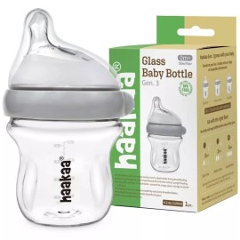 Haakaa Natural Glass Baby Bottles for Breastfeeding, BPA Free 5 oz.