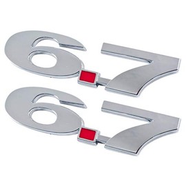 6.7 Liter Chrome Red Emblems - Pair