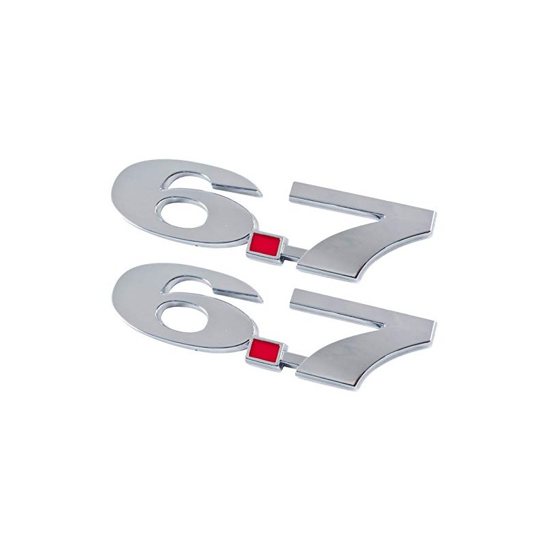 6.7 Liter Chrome Red Emblems - Pair