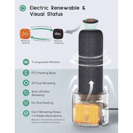 Unbranded Mini Dehumidifier, Afloia Gun Safe Rechargeable Cordless with Heating Base