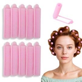 JAZOKA 10 Pcs Sponge Hair Rollers Set Relaxing Soft Foam Rollers No-Heat Curlers for Long Medium & Short Hair Volume & Texture with Pintail Comb