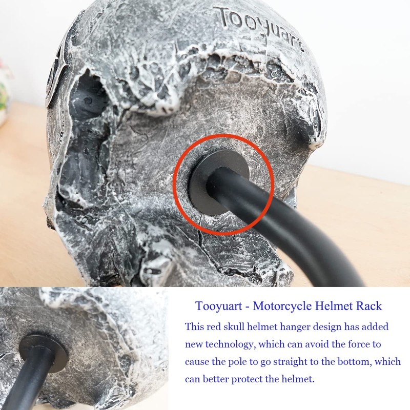 Tooyuart Motorcycle Helmet Rack Wall Mount,Red Skull Helmet Holder Wall
