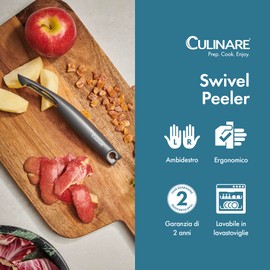 Culinare Angled Swivel Peeler, Grey, Plastic/Stainless Steel, Angled for Comfortable Use, Manual Potato/Vegetable/Fruit Peeler