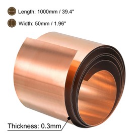 TA-VIGOR 1Pcs Copper Sheet Roll, 1000mm x 50mm x 0.3mm Pure Copper Strip Metal Foil Sheet Plate for Crafts Electrical DIY Projects