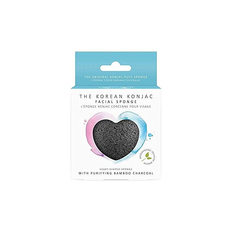 The Konjac Sponge Co Heart-Shaped Facial Sponge with Purifying Bamboo