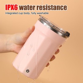Self Stirring Mug,IPX6 Waterproof Electric Magnetic Mixing Cup 350ml Stainless Steel Rechargeable with Lid for Travel Office Outdoor Sports