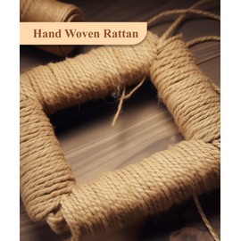 takfot Boho 8x10 Picture Frame, Natural Boho Rattan Photo Frame with Real Glass Paper Rope for Wall and Tabletop Display Gift for Mom Grandma Family Friends