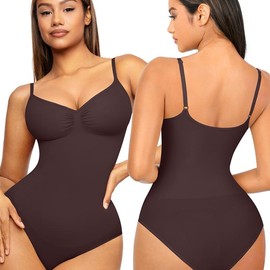 FeelinGirl Seamless Covered Bust Jumpsuit Thong Bodysuit Fit Comfort Slimming  Womenswear 1 Breathable Hip Tops Soft  Deals For You Days:_Panty-Chocolate _5XL