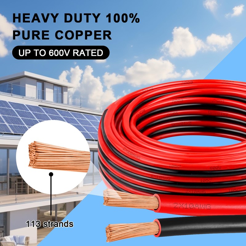 10 Gauge Wire 50 Feet, 10/2 AWG Pure Copper Wire,