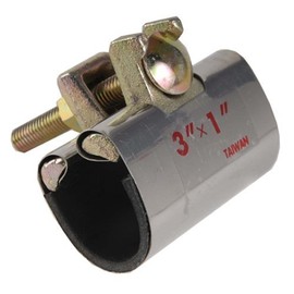 Stainless Steel One-Piece Galvanized Repair Pipe Clamp with Single Bolt, 2” x 3” inches | water pipe repair, plumber pipe holder, or copper pipe leak repair kit.