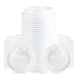CHEF ROYALE (8-10 oz) 80mm Disposable Coffee Cup Lids for Hot Drinks - Leak-Proof Plastic Lids Takeaway Ripple Cups Covers Eco-Friendly Black & White Options - Ideal for Christmas (White, 100 Pack)