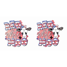 Cow Red White & MOO Novelty Set of 2 - 5" x 5" Decal Stickers for Wall, Window