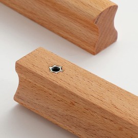 BOOLSFMAM Cabinet Handles, Wooden Handles, Pack of 4 Solid Wood Furniture Handles, Drawer Handle, Kitchen Cabinet Door Handles for Chest of Drawers, Bathroom Cabinets, Bedrooms