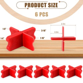 6 Pcs ABS Deck Spacer Tool, 4 Thicknesses Deck Board Spacer (1/16", 1/8", 3/16", 1/4") for Pressure Treated Wood PVC Board Composite Decking (Red)