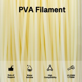 YXPOLYER PVA Filament Quick Water Soluable Dissolvable Support Material 1.75mm 1kg for 3D Printing Filament PLA TPU PETG ABS Nylon, AMS-Compatible Polyvinyl Alcohol Nature Color