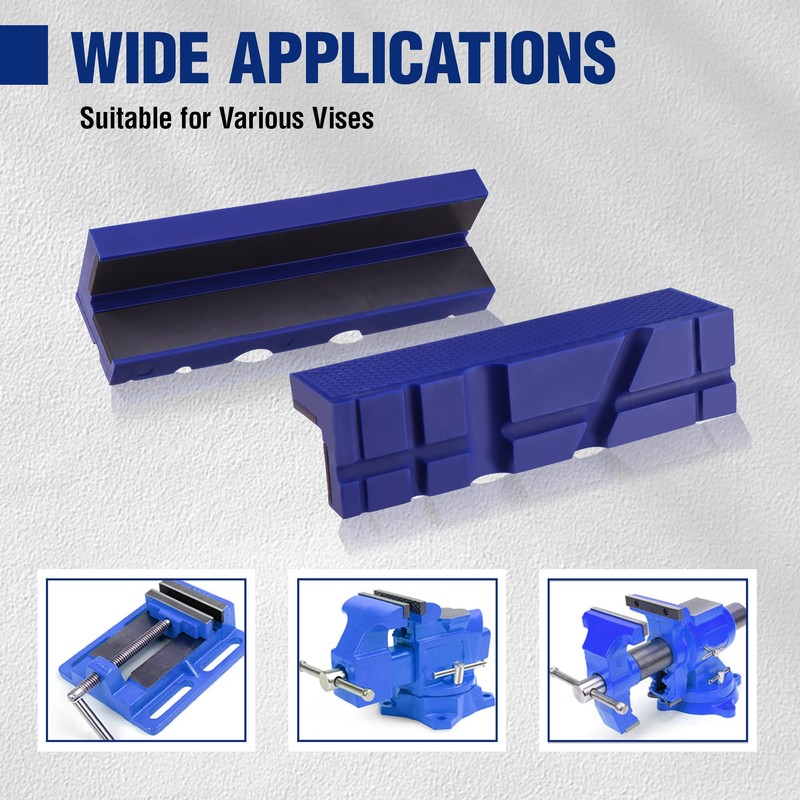 WORKPRO 6" Magnetic Vise Jaw Pads, TPU Soft Grips with